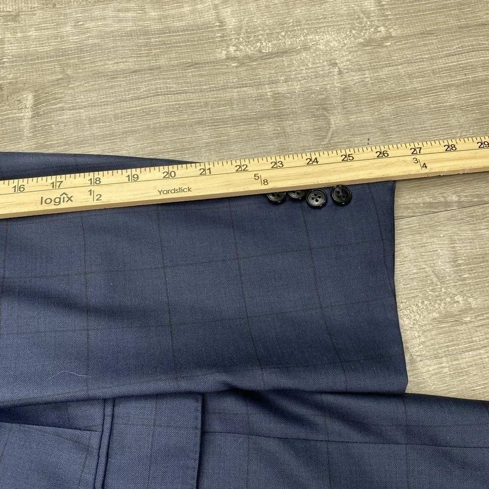 Jos A Bank Suit Jacket 41R Mens Blue‎ Check Wool Reserve Cerruti Tailored Fit